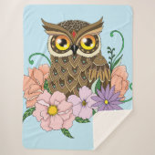 Spring Pastel Bloemen Uil Sherpa Deken (Voorkant)