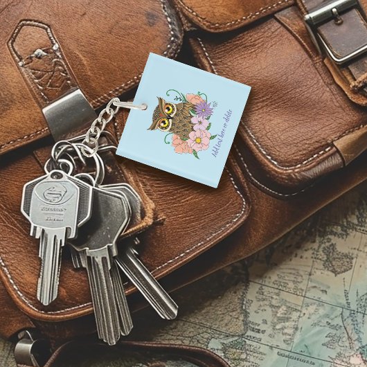 Spring Pastel Bloemen Uil Sleutelhanger