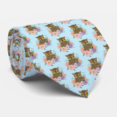 Spring Pastel Bloemen Uil Stropdas (Opgerold)
