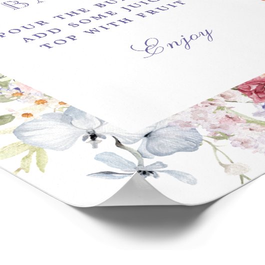 Spring Pastel Bloemen Vrijgezellenfeest Mimosa Bar Poster (Hoek)