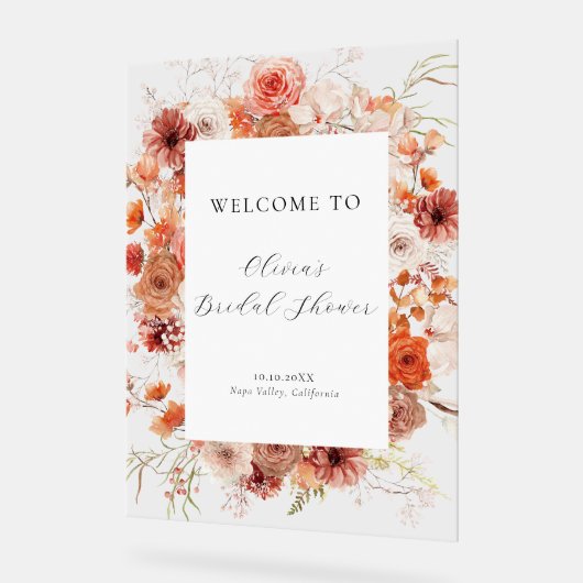 Spring Pastel Bloemen Vrijgezellenfeest Welkom Acryl Bord (Hoek)