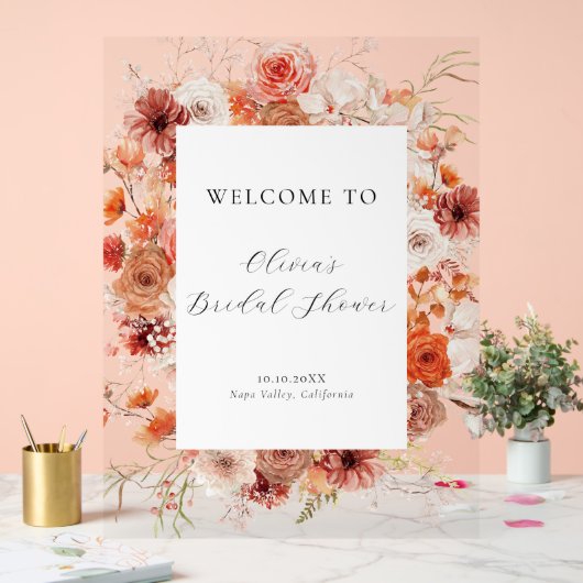 Spring Pastel Bloemen Vrijgezellenfeest Welkom Acryl Bord (Huwelijk)