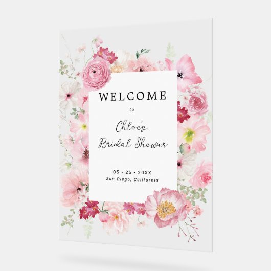 Spring Pastel Bloemen Vrijgezellenfeest Welkom Acryl Bord (Hoek)