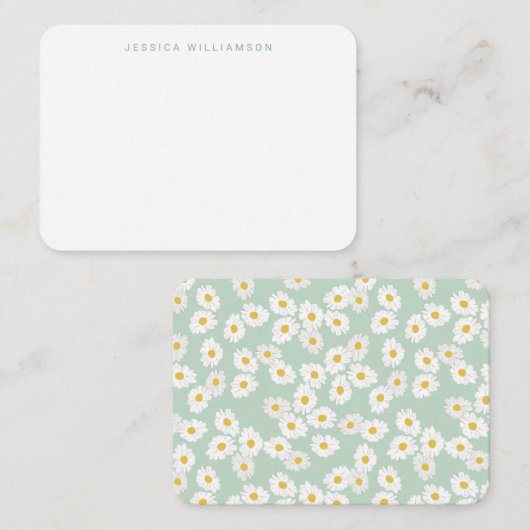Spring Pastel Blue Daisies Custom Name Notitiekaartje (Voorkant / Achterkant)
