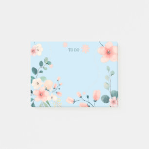 Spring Pastel Blue Floral Post-it Notes