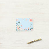 Spring Pastel Blue Floral Post-it Notes (Op bureau)