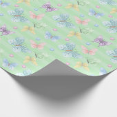 Spring Pastel Butterflies Roze Groen Blauw Geel Cadeaupapier (Hoek)