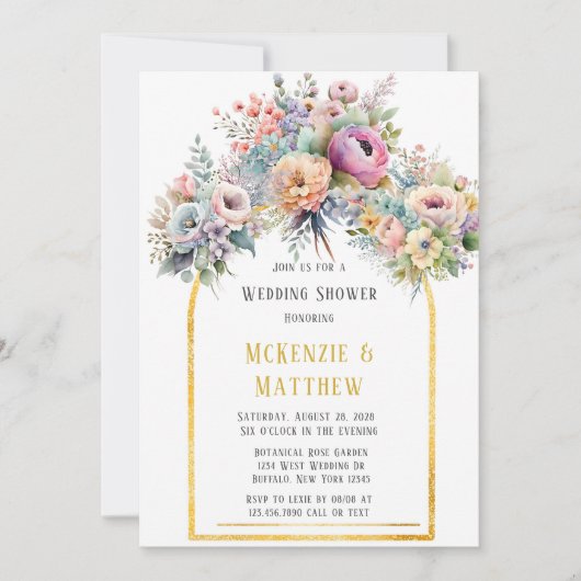 Spring Pastel Floral Bouquet Arch Wedding Shower Kaart (Voorkant)
