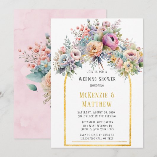 Spring Pastel Floral Bouquet Arch Wedding Shower Kaart (Voorkant / Achterkant)
