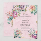 Spring Pastel Floral Bouquet Geometric Wedding IV Kaart (Voorkant / Achterkant)