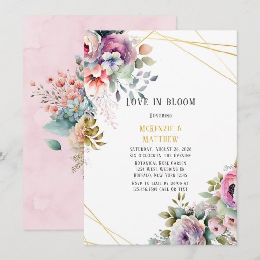 Spring Pastel Floral Bouquet Love in Bloom Kaart (Voorkant / Achterkant)