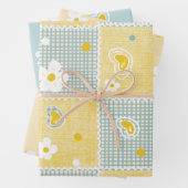 Spring Pastel Floral & Hearts Inpakpapier Vel (In situ)