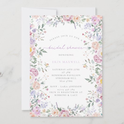 Spring Pastel Floral Lijst Vrijgezellenfeest Kaart (Voorkant)