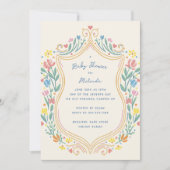 Spring Pastel Floral Shield Baby shower Kaart (Voorkant)