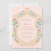 Spring Pastel Floral Shield Baby shower Kaart (Voorkant)