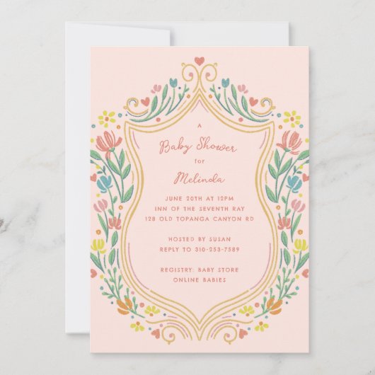 Spring Pastel Floral Shield Baby shower Kaart (Voorkant)