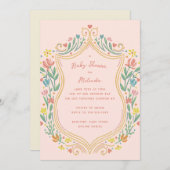 Spring Pastel Floral Shield Baby shower Kaart (Voorkant / Achterkant)