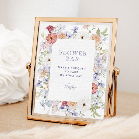 Spring Pastel Floral Vrijgezellenfeest Flower Bar Poster