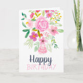 Spring pastel floral waterverf verjaardagsscript kaart (Voorkant)