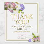 Spring Pastel Floral Weddenschap Bedankt Wijn Etiket (Enkel label)