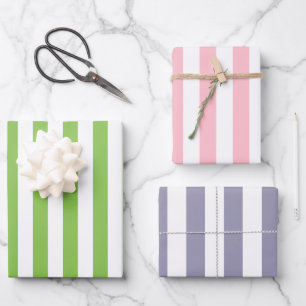 Spring Pastel Gestreepte Patroon Set Inpakpapier Vel