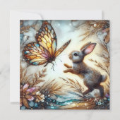 Spring Pastel Glas in lood Bunny Paasfeest Feestdagenkaart (Voorkant)