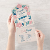 Spring Pastel Petals All in One Wedding Invite All In One Uitnodiging (Afscheurbaar)
