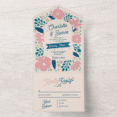 Spring Pastel Petals All in One Wedding Invite Uitnodiging (Binnen)