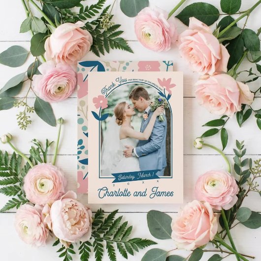 Spring Pastel Petals Flat Thank You Card Bedankkaart