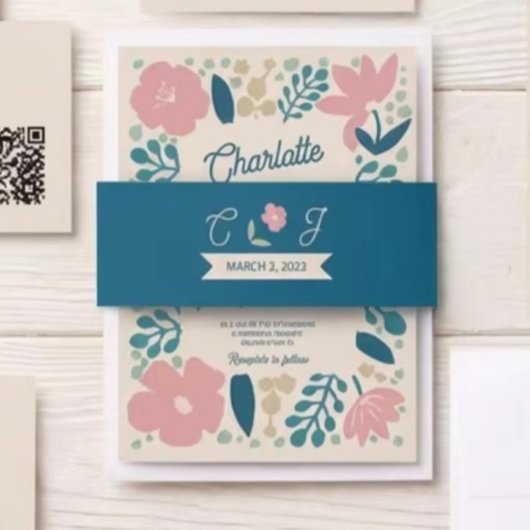 Spring Pastel Petals Invitation Belly Band Uitnodigingen Wikkel