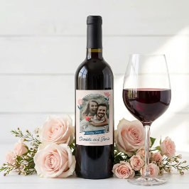 Spring Pastel Petals Save the Date Wijn Etiket