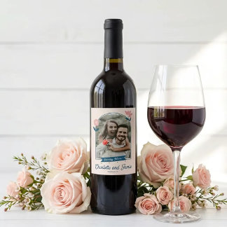 Spring Pastel Petals Save the Date Wijn Etiket