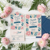 Spring Pastel Petals Wedding Invitation Kaart