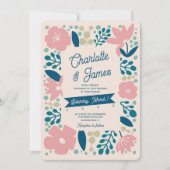 Spring Pastel Petals Wedding Invitation Kaart (Voorkant)