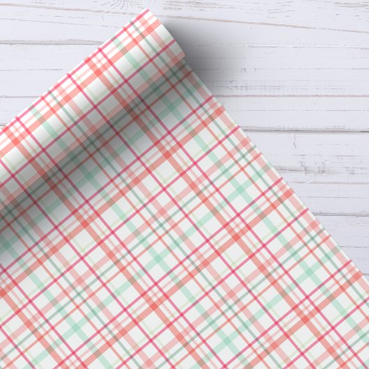 Spring Pastel Plaid Patroon Wrapping Papier