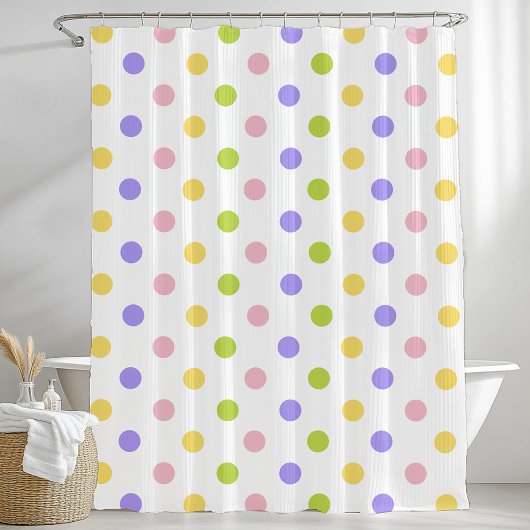 Spring Pastel Polka Dot Pattern Douchegordijn