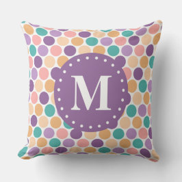 Spring Pastel Polka Dots Pattern met Monogram Kussen
