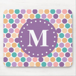 Spring Pastel Polka Dots Pattern met Monogram Muismat