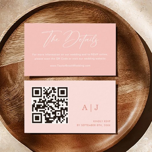 Spring Pastel Roze Bruiloft Details Informatiekaartje