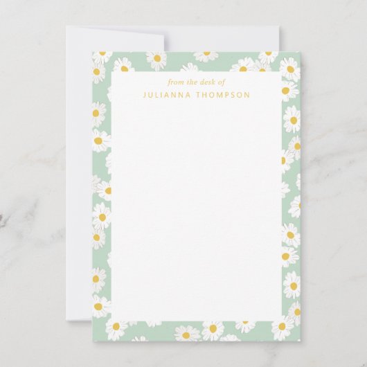 Spring Pastel Sage Daisies Personalized Desk Name Notitiekaartje (Voorkant)