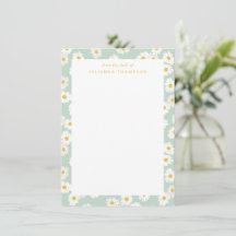 Spring Pastel Sage Daisies Personalized Desk Name
