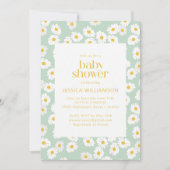 Spring Pastel Sage Groene Daisies Baby shower Foto Kaart (Voorkant)