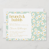 Spring Pastel Sage Groene Daisies Brunch Bubble Kaart (Voorkant)