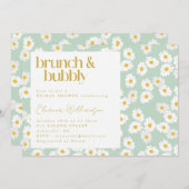 Spring Pastel Sage Groene Daisies Brunch Bubble Kaart (Voorkant / Achterkant)