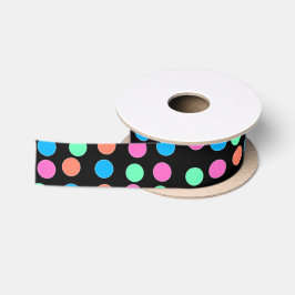 Spring Pastel vlekken op zwart Satijnen Lint
