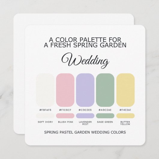 Spring Pastel Wedding Color Palette Card Kaart (Voorkant / Achterkant)