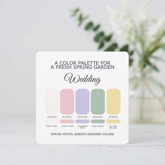 Spring Pastel Wedding Color Palette Card Kaart (Staand voorkant)