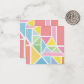 Spring Pastels geometrische print Notitiekaartje (Voorkant / Achterkant in situ)