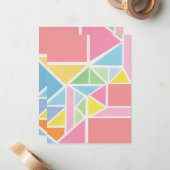 Spring Pastels geometrische print Notitiekaartje (Voorkant / Achterkant in situ)