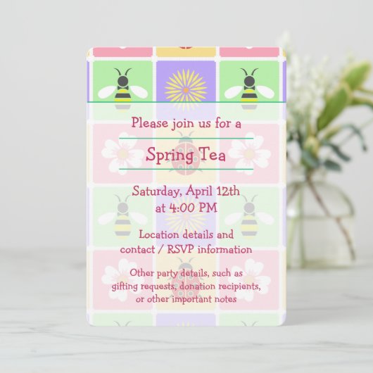 Spring Patches Party Uitnodiging (Staand voorkant)